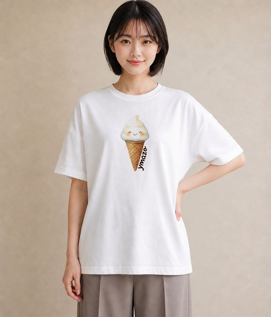 半袖Tシャツ レディース パフェ 食べ物 フード イラスト フェミニン 散歩 お出かけ 白T