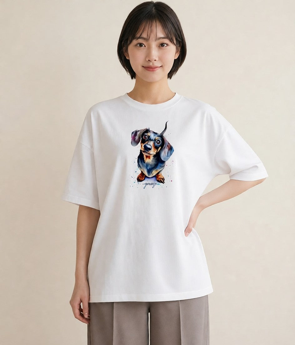 プリントTシャツ レディース 犬好き 犬 いぬ イラスト ラフ 送別ギフト 通勤 白T