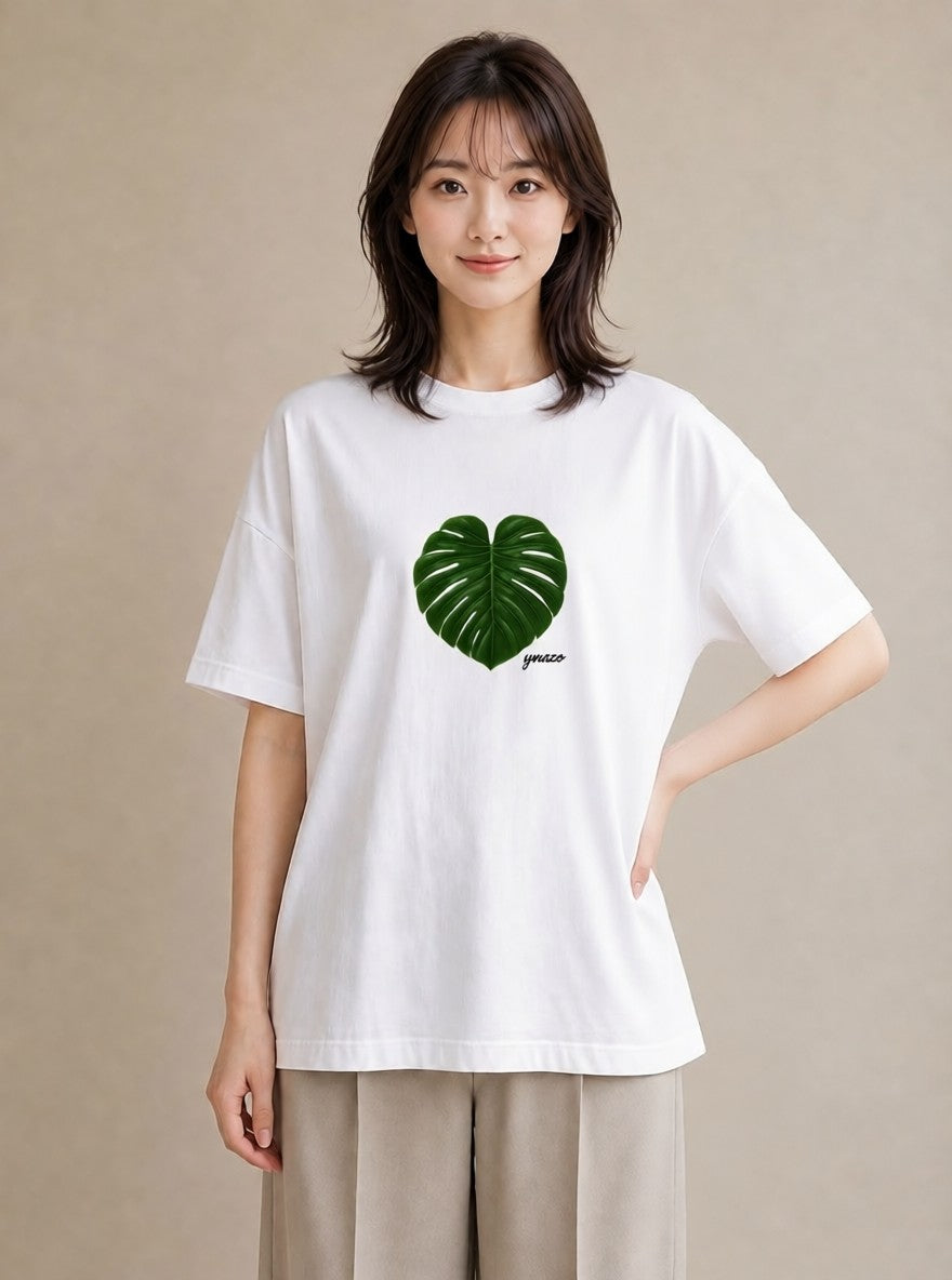 グラフィックTシャツ レディース モンステラ 植物 ボタニカル イラスト お洒落 お揃い 親子 白T