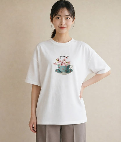 プリントTシャツ レディース ハーブティー 食べ物 フード イラスト レトロ ギフト 母の日 白T