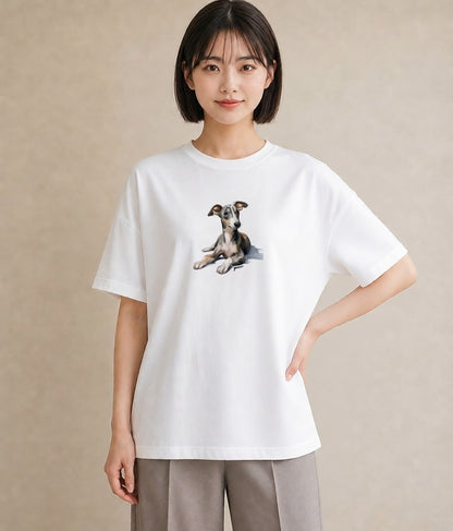 プリントTシャツ レディース イタリアングレーハウンド 犬 いぬ イラスト ユニーク ペアコーデ 秋コーデ 白T