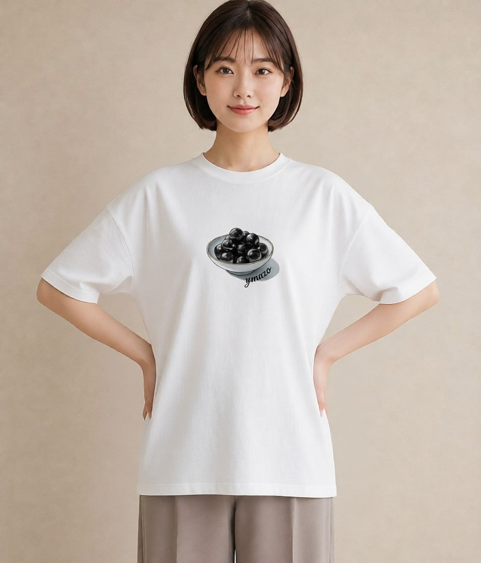 Tシャツ レディース ブルーベリー 食べ物 フード イラスト 淡色 女性向けギフト 散歩 白T