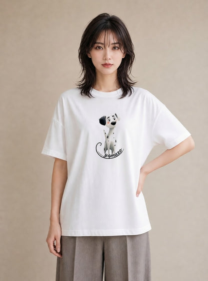 グラフィックTシャツ レディース 犬好き 犬 いぬ イラスト 北欧風 誕生日プレゼント 綿100 白T