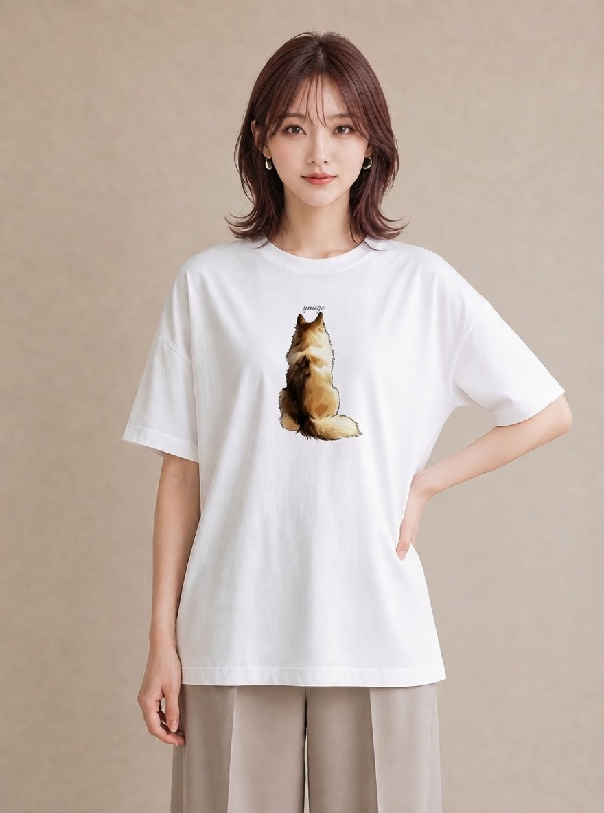 グラフィックTシャツ レディース シャム 猫 ねこ イラスト きれいめ 週末コーデ 敬老の日 白T