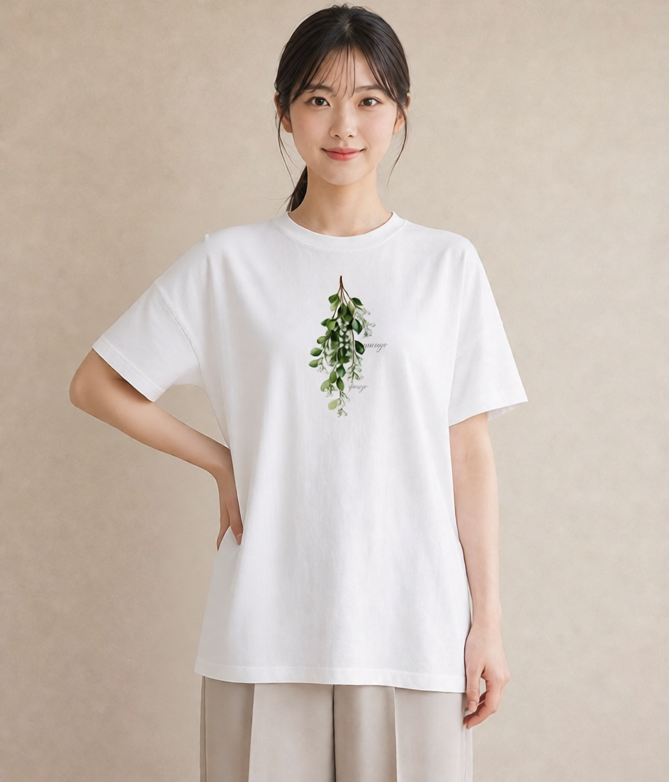 プリントTシャツ レディース すずらん 花 花柄 イラスト 可愛い ルームウェア ギフト 白T