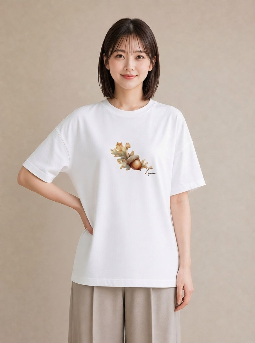 デザインTシャツ レディース 実り 植物 ボタニカル イラスト ラフ 綿100 デート 白T