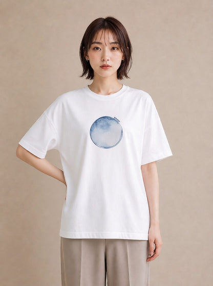 プリントTシャツ レディース 三日月 星空 宇宙 イラスト きれいめカジュアル カジュアルコーデ 買い物 白T