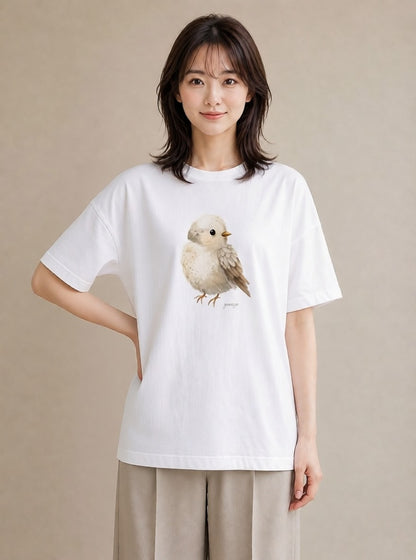 グラフィックTシャツ レディース 桜文鳥 ペット 動物 イラスト 旅行コーデ 普段着 週末コーデ 白T
