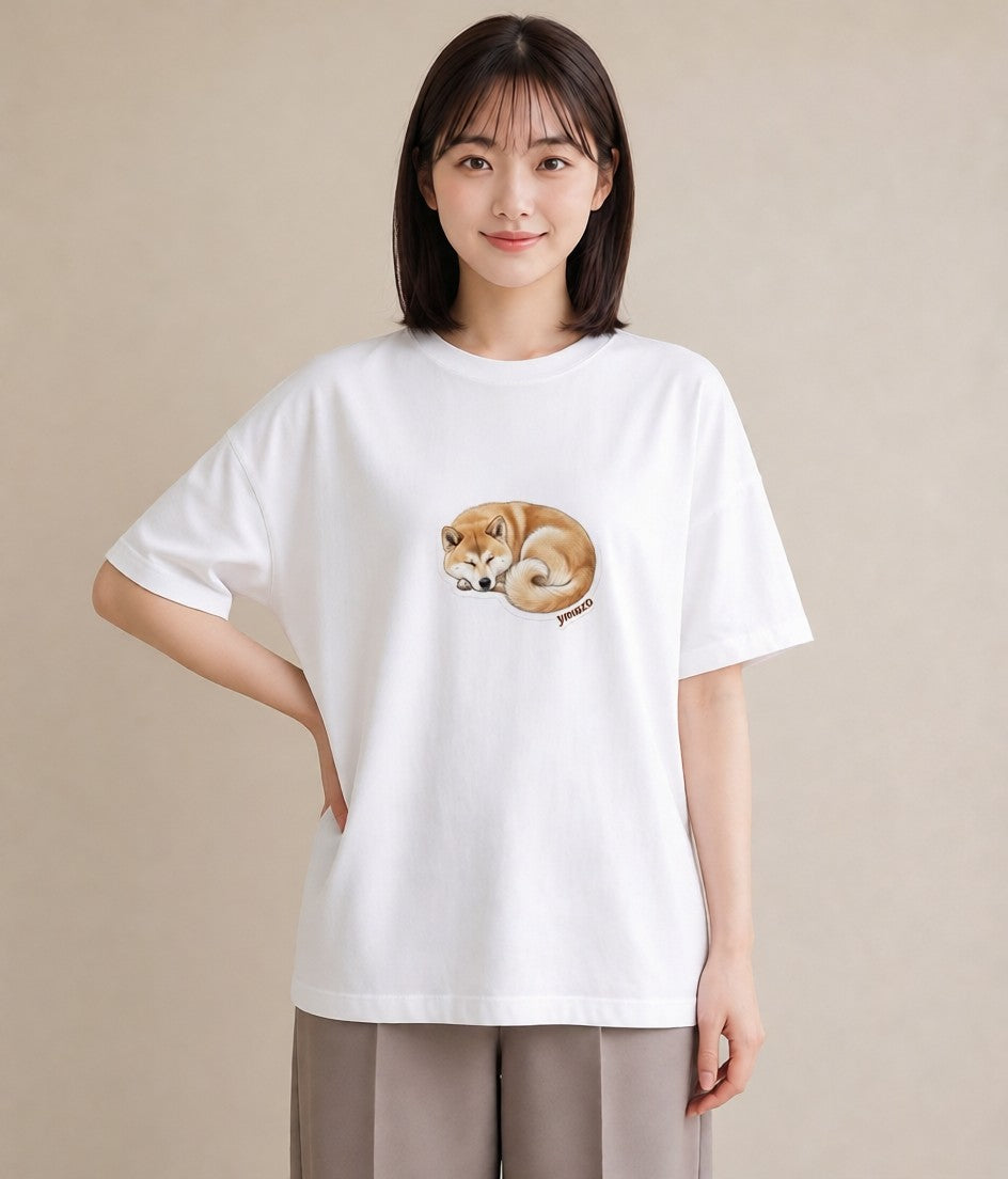 プリントTシャツ レディース 秋田犬 犬 いぬ イラスト 線画 ペアコーデ 秋コーデ 白T