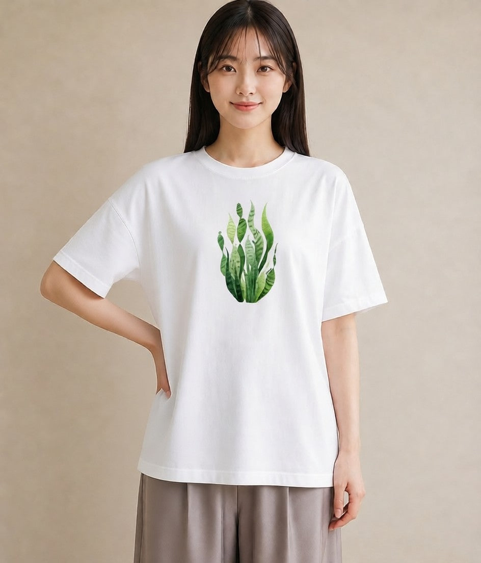 デザインTシャツ レディース 芝生 植物 ボタニカル イラスト ニュアンス 散歩 お出かけ 白T