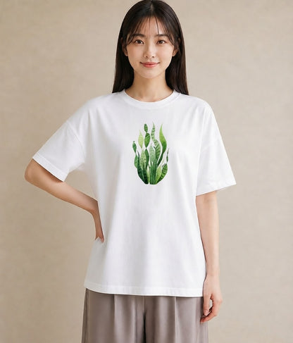 デザインTシャツ レディース 芝生 植物 ボタニカル イラスト ニュアンス 散歩 お出かけ 白T