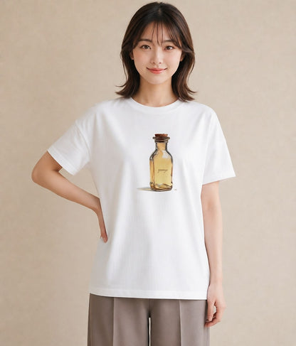 デザインTシャツ レディース ミルク 食べ物 フード イラスト 手描き風 休日 ペアコーデ 白T