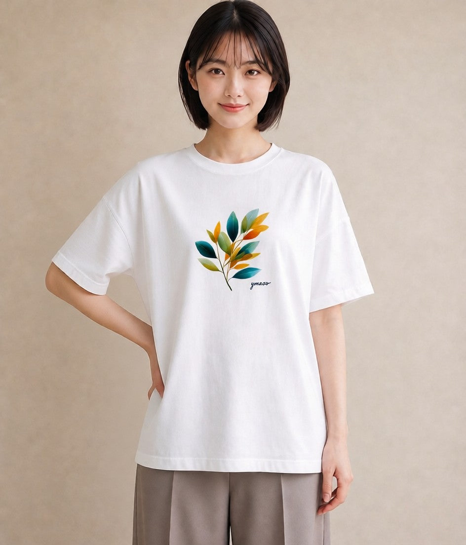 半袖Tシャツ レディース ボタニカル 植物 イラスト 個性的 ホワイトデー 春服 白T