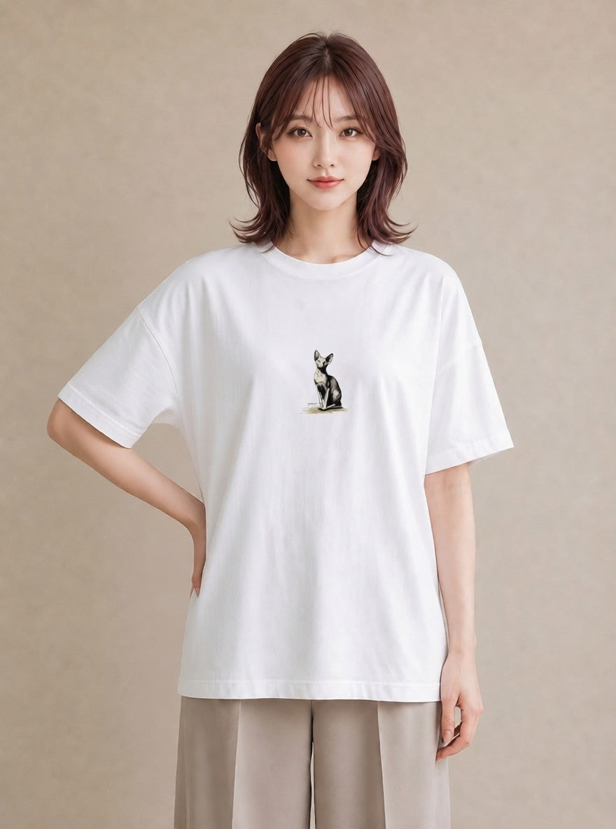 Tシャツ レディース スフィンクス 猫 ねこ イラスト お洒落 女性向けギフト 散歩 白T
