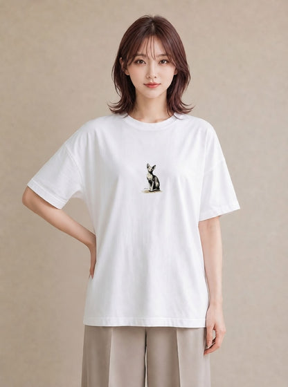 Tシャツ レディース スフィンクス 猫 ねこ イラスト お洒落 女性向けギフト 散歩 白T