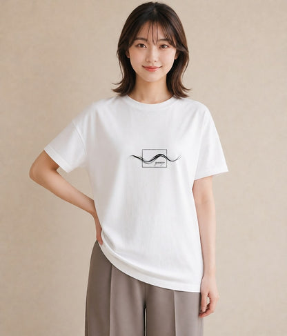 プリントTシャツ レディース 紙の船 水辺 ナチュラル アンティーク イラスト 線画 散歩 お出かけ 白T