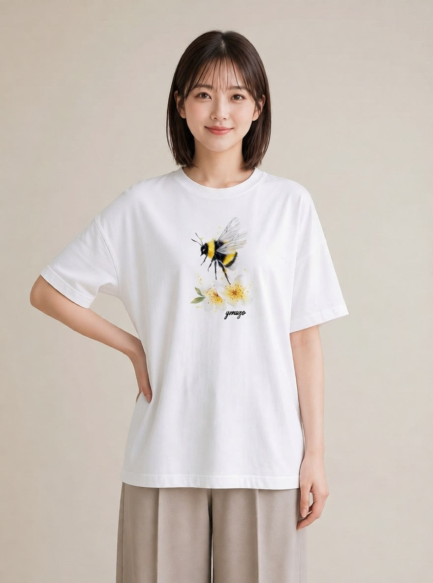 グラフィックTシャツ レディース ハニー 食べ物 フード イラスト 水彩風 女性 旅行用 白T