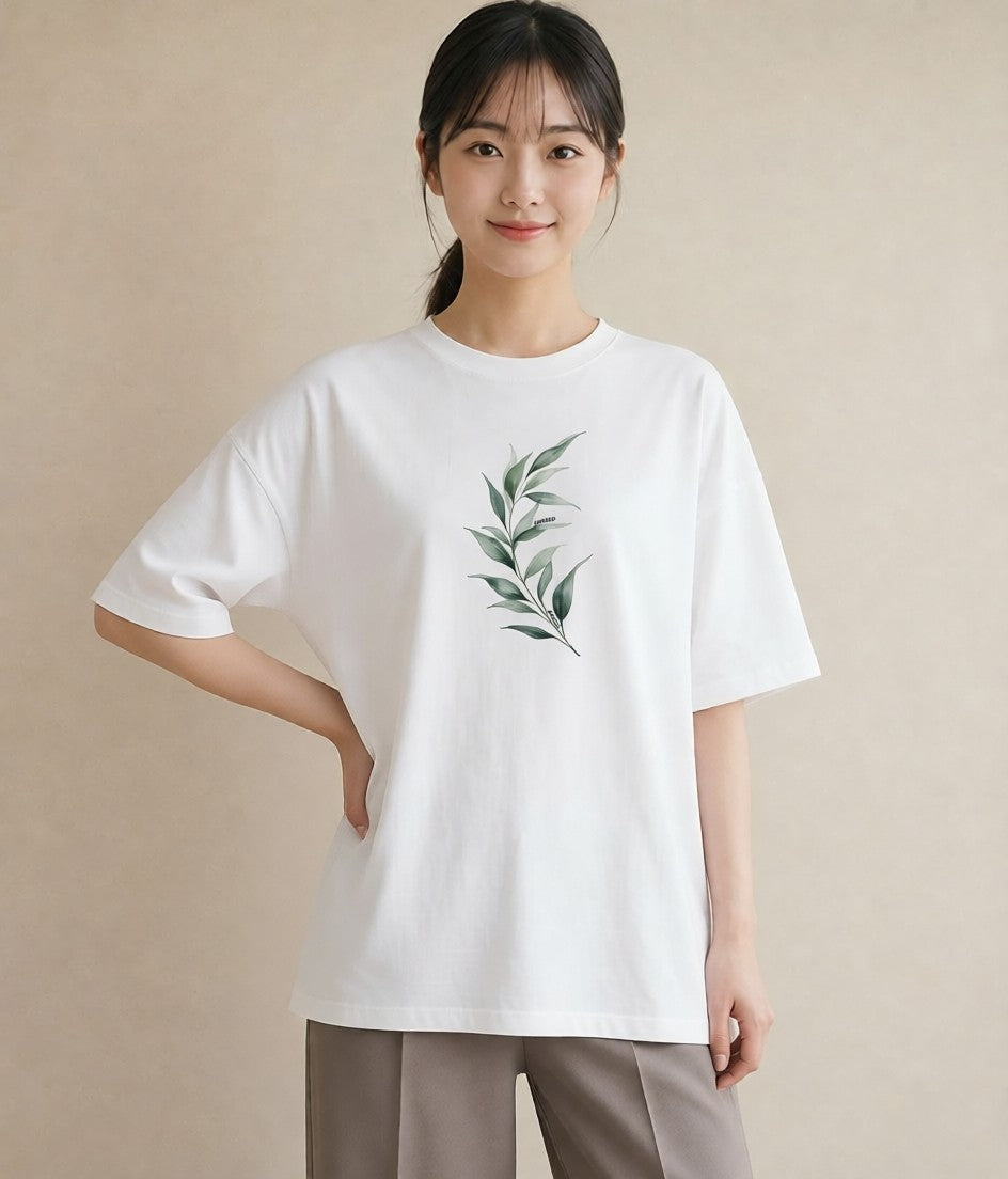 グラフィックTシャツ レディース ガラス瓶 小枝 ボタニカル ナチュラル アンティーク イラスト 自分用 ルームウェア 白T