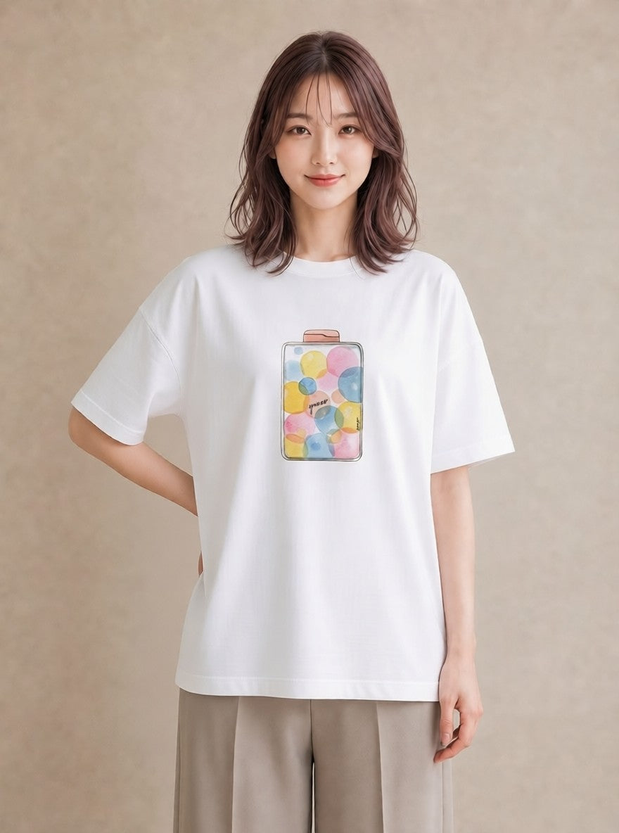 デザインTシャツ レディース クリームソーダ 食べ物 フード イラスト ボタニカル 普段着 週末コーデ 白T
