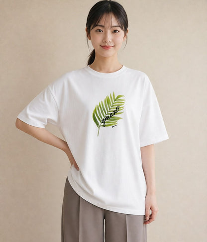 Tシャツ レディース モンステラ 植物 ボタニカル イラスト 旅行コーデ 買い物 夏コーデ 白T