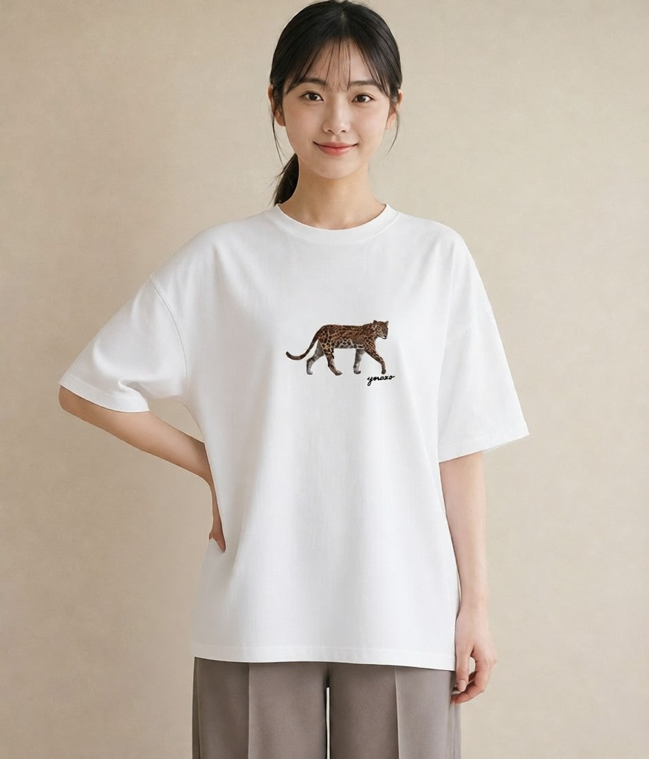 Tシャツ レディース ベンガル 猫 ねこ イラスト フェミニン 公園 ママ 白T