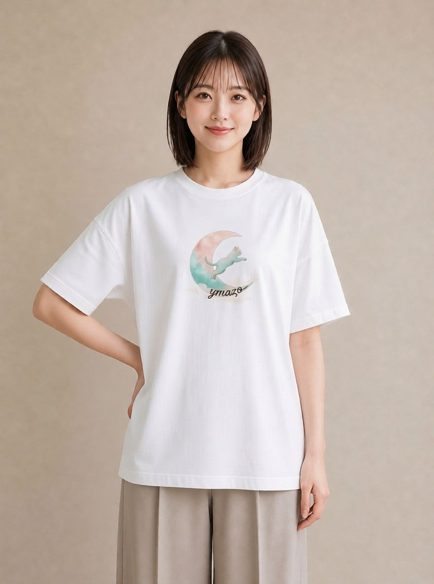 グラフィックTシャツ レディース しっぽ 猫 ねこ イラスト ヴィンテージ風 ギフト 母の日 白T