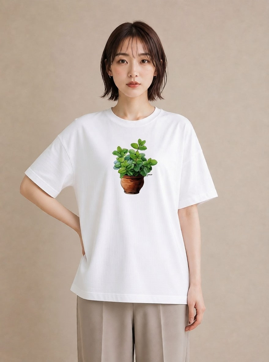 デザインTシャツ レディース 観葉植物 植物 ボタニカル イラスト 普段使い 綿100 デート 白T