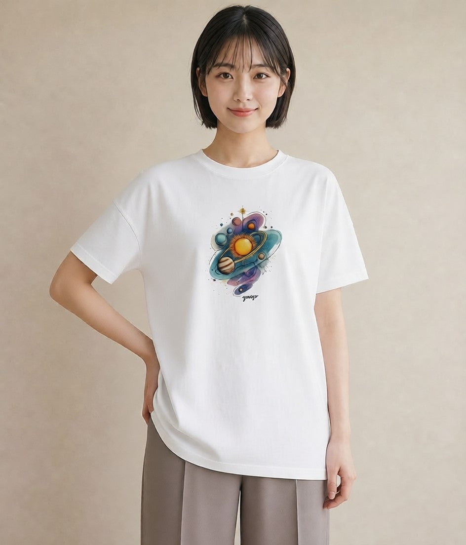 グラフィックTシャツ レディース 双子座 星空 宇宙 イラスト ゆるコーデ 部屋着 女性向けギフト 白T