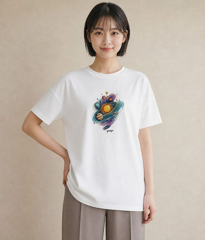 グラフィックTシャツ レディース 双子座 星空 宇宙 イラスト ゆるコーデ 部屋着 女性向けギフト 白T