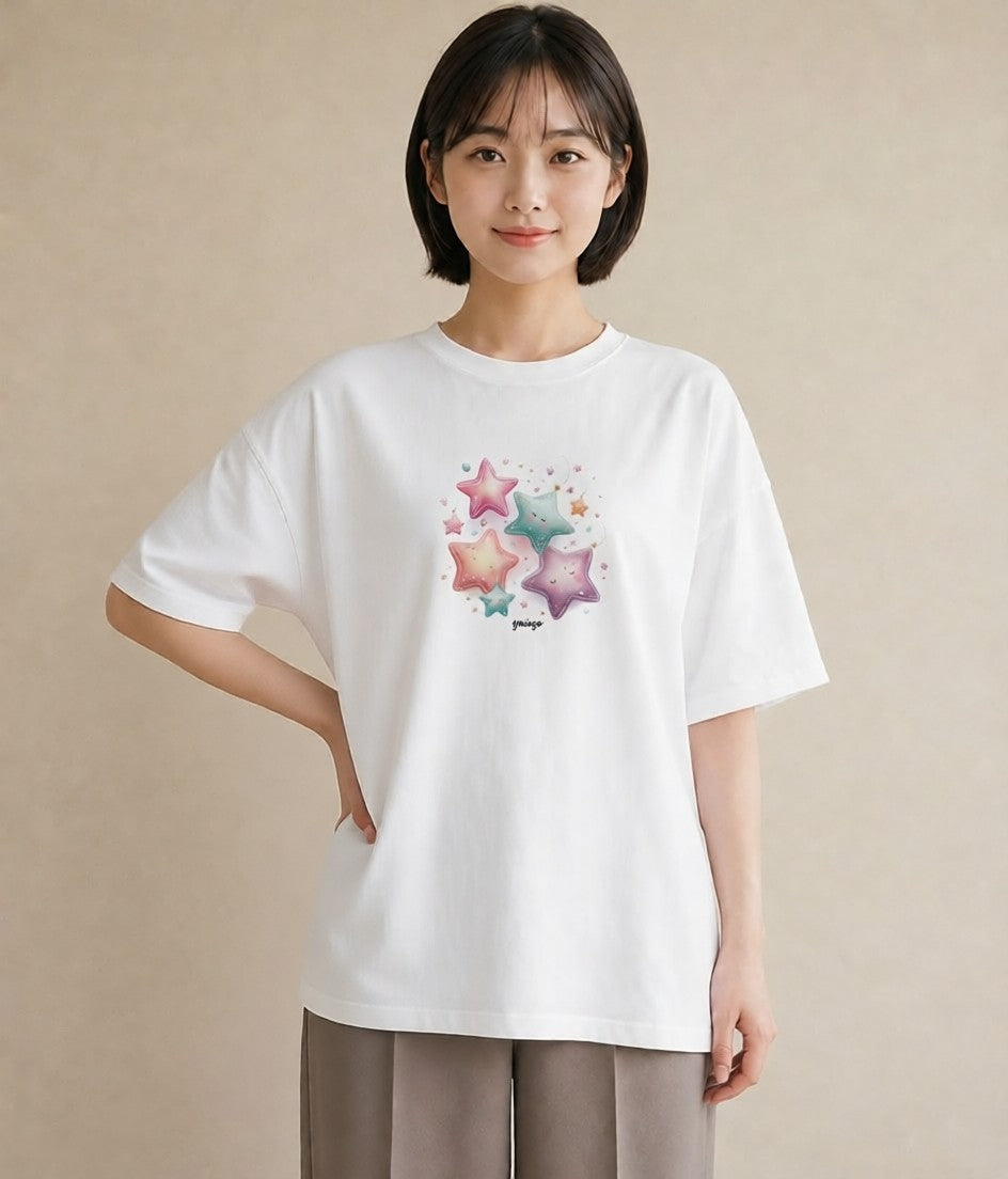 半袖Tシャツ レディース 乙女座 星空 宇宙 イラスト 手描き風 お出かけ 普段着 白T