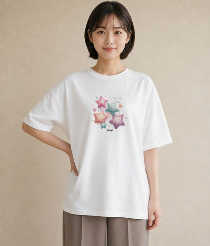 半袖Tシャツ レディース 乙女座 星空 宇宙 イラスト 手描き風 お出かけ 普段着 白T
