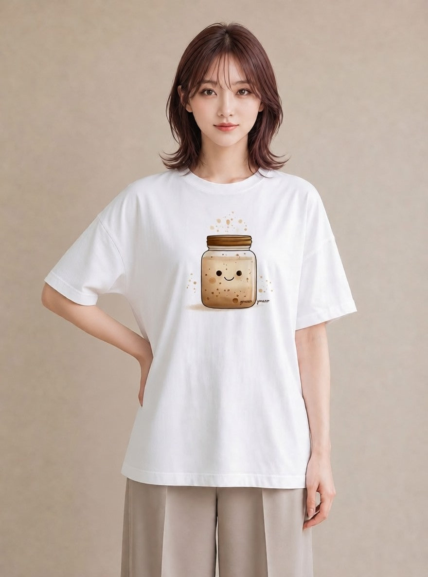 グラフィックTシャツ レディース ミルク 食べ物 フード イラスト ボタニカル 旅行用 海 白T