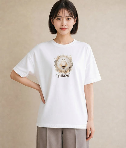 デザインTシャツ レディース みつばち 昆虫 虫 イラスト 上品 女子会 お揃い 白T