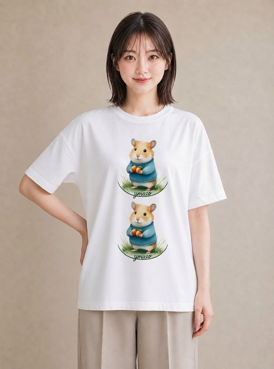 グラフィックTシャツ レディース モルモット ペット 動物 イラスト フェミニン 女子会 お揃い 白T