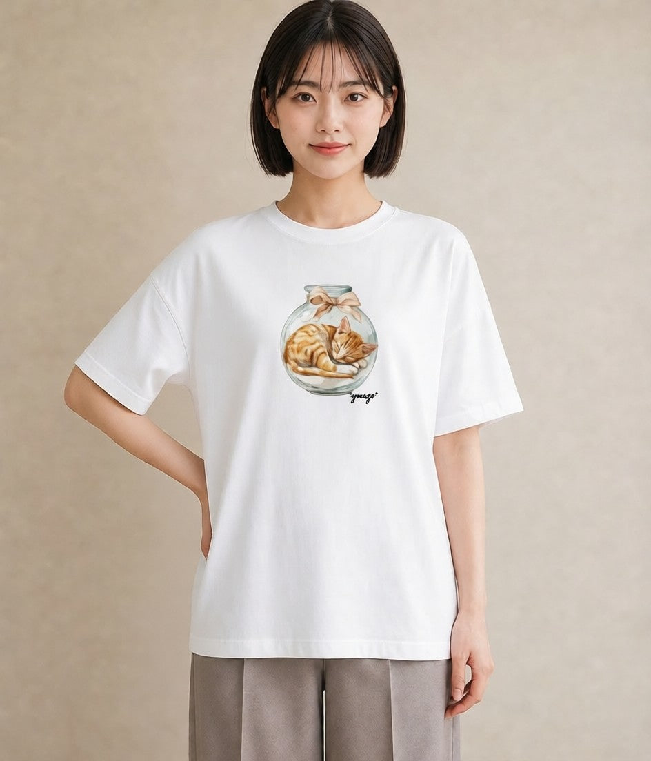 Tシャツ レディース キジトラ 猫 ねこ イラスト 線画 クリスマス 旅行 白T