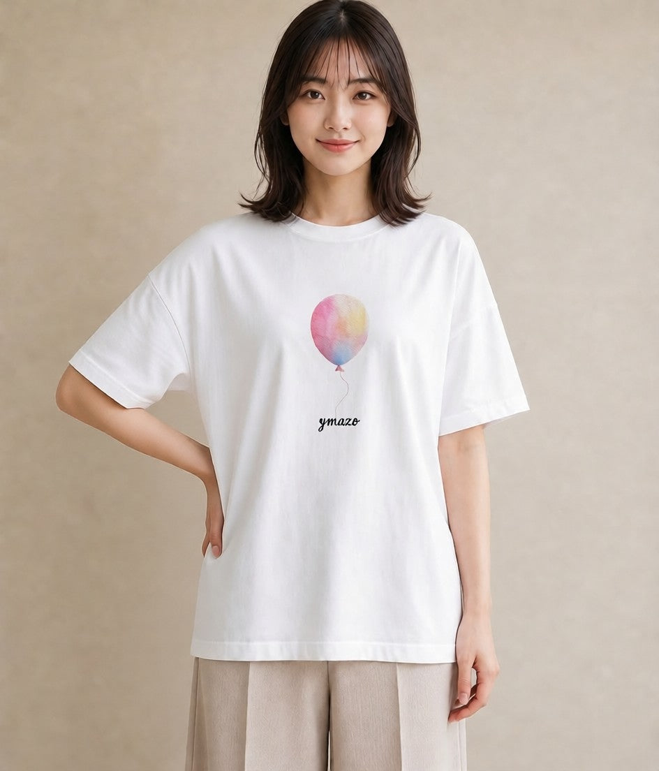 半袖Tシャツ レディース 気球 星空 宇宙 イラスト 韓国風 クリスマス 旅行 白T