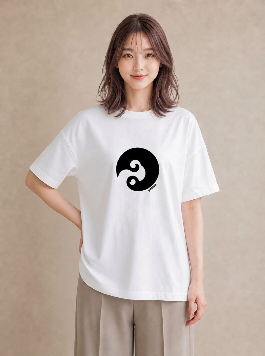 プリントTシャツ レディース 扇子 そよ風 ナチュラル アンティーク イラスト ユニーク カフェ服 クリスマス 白T