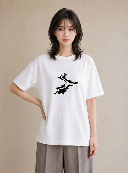 Tシャツ レディース 桟橋 水辺 波止場 ナチュラル アンティーク イラスト ミニマル ルームウェア ギフト 白T