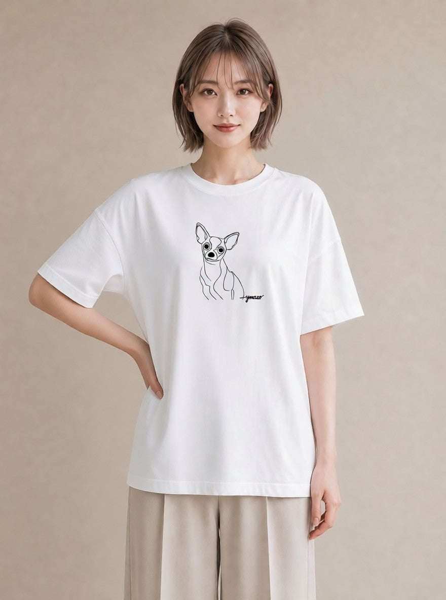 グラフィックTシャツ レディース 犬 いぬ わんこ イラスト 普段使い 社会人 女性 白T