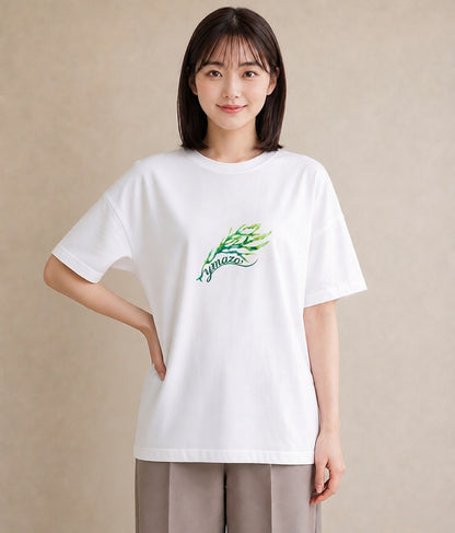 デザインTシャツ レディース 芝生 植物 ボタニカル イラスト 線画 敬老の日 ホワイトデー 白T