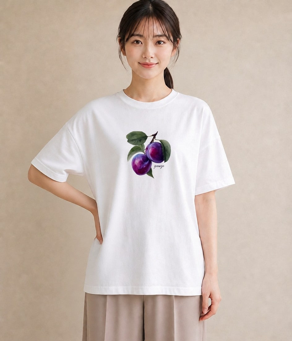 デザインTシャツ レディース 木の実 植物 ボタニカル イラスト レトロ 20代 カジュアルコーデ 白T