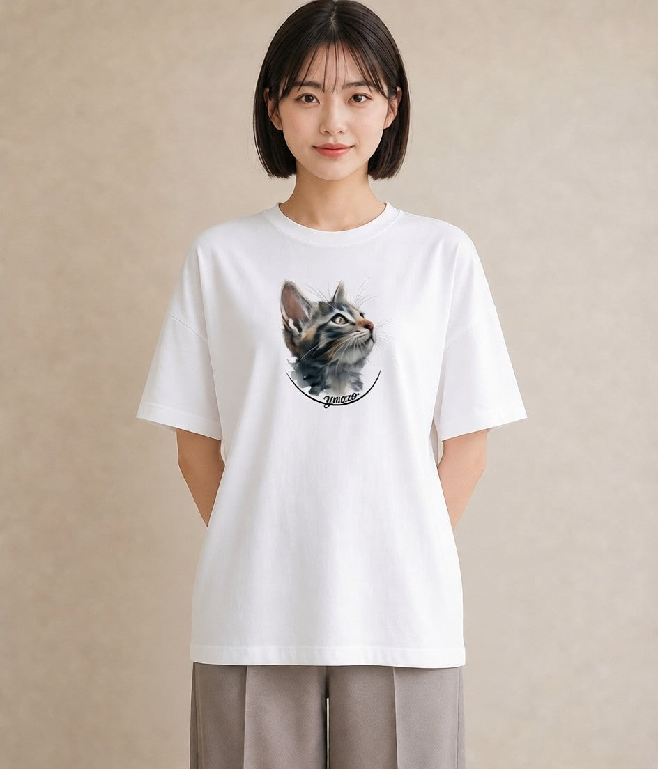 デザインTシャツ レディース サビ猫 猫 ねこ イラスト ゆるコーデ 誕生日プレゼント 綿100 白T