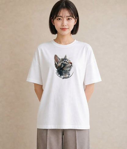 デザインTシャツ レディース サビ猫 猫 ねこ イラスト ゆるコーデ 誕生日プレゼント 綿100 白T