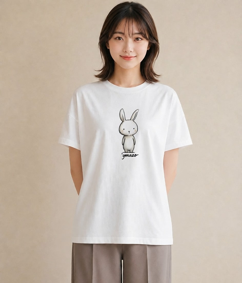 グラフィックTシャツ レディース うさちゃん ペット 動物 イラスト ユニーク 母娘コーデ 自分用 白T
