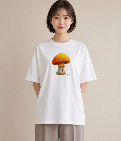 プリントTシャツ レディース きのこ 植物 ボタニカル イラスト クリスマス 旅行 白T