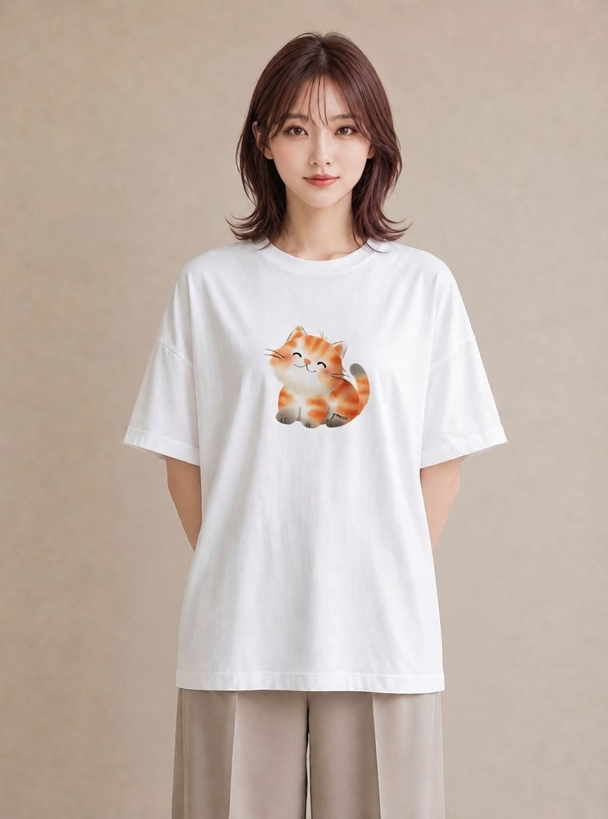 半袖Tシャツ レディース ラグドール 猫 ねこ イラスト レトロ 旅行用 海 白T