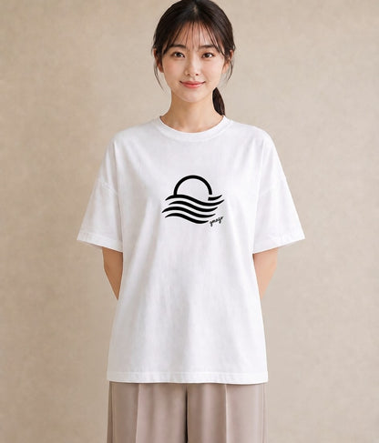 半袖Tシャツ レディース 海 リゾート 夏 イラスト カジュアル 旅行 母娘コーデ 白T