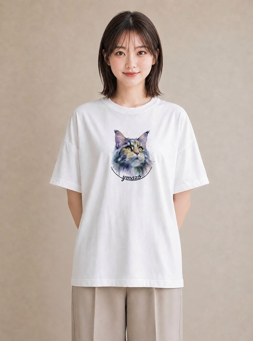Tシャツ レディース ラグドール 猫 ねこ イラスト ミニマル 母娘コーデ 自分用 白T
