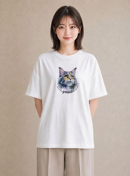 Tシャツ レディース ラグドール 猫 ねこ イラスト ミニマル 母娘コーデ 自分用 白T