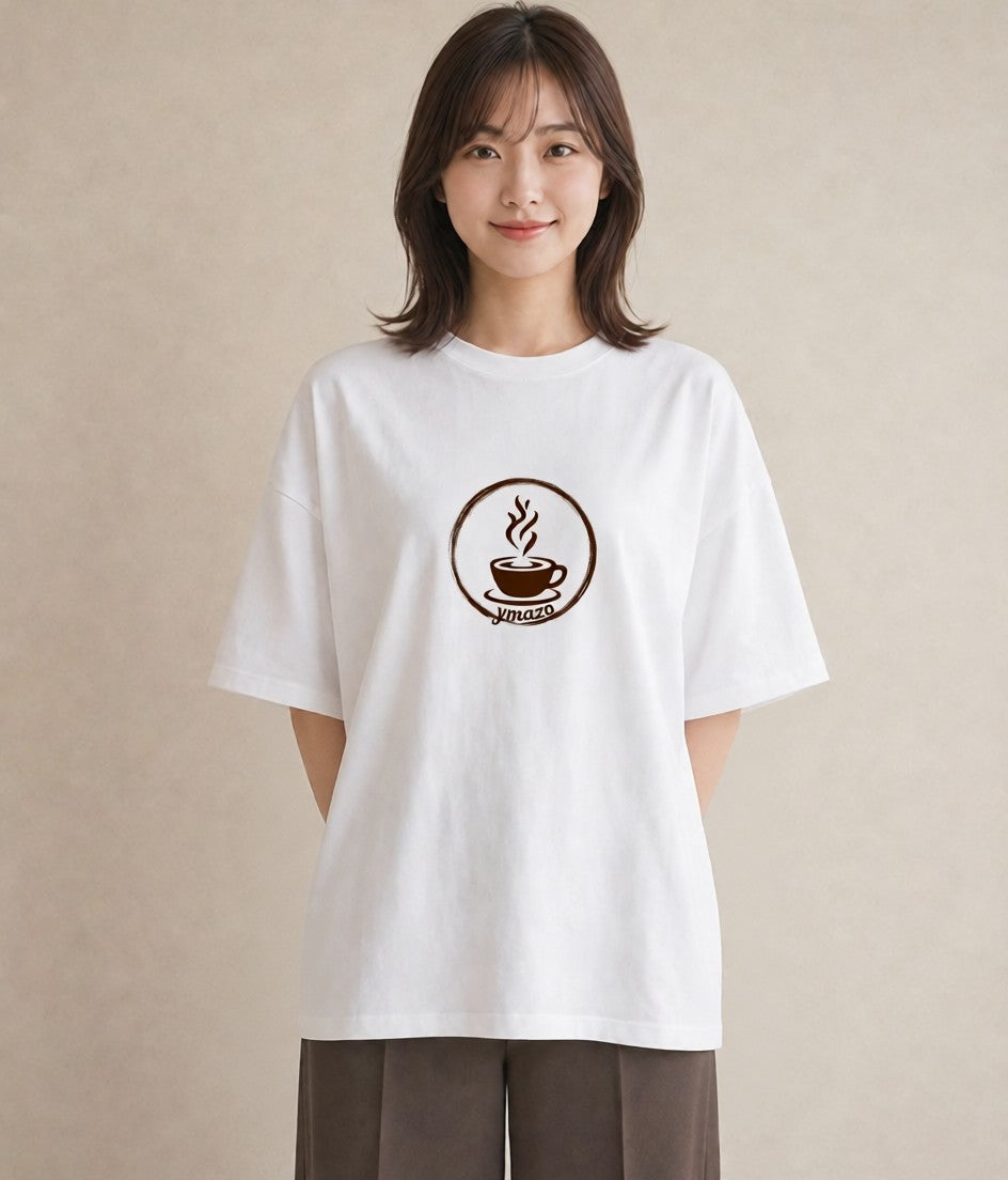 Tシャツ レディース カフェ カフェロゴ ロゴ イラスト ラフ 友達ギフト 部屋着 白T
